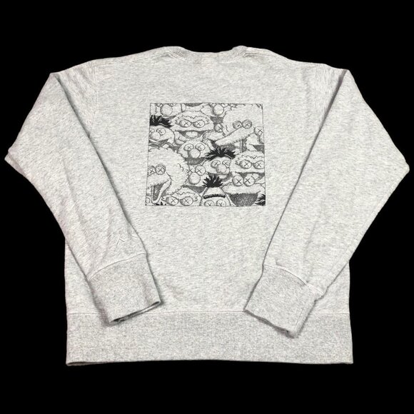 Uniqlo Kaws‎ Sesame Street Gray Logo Sweatshirt Adult Size XS - Picture 1 of 7